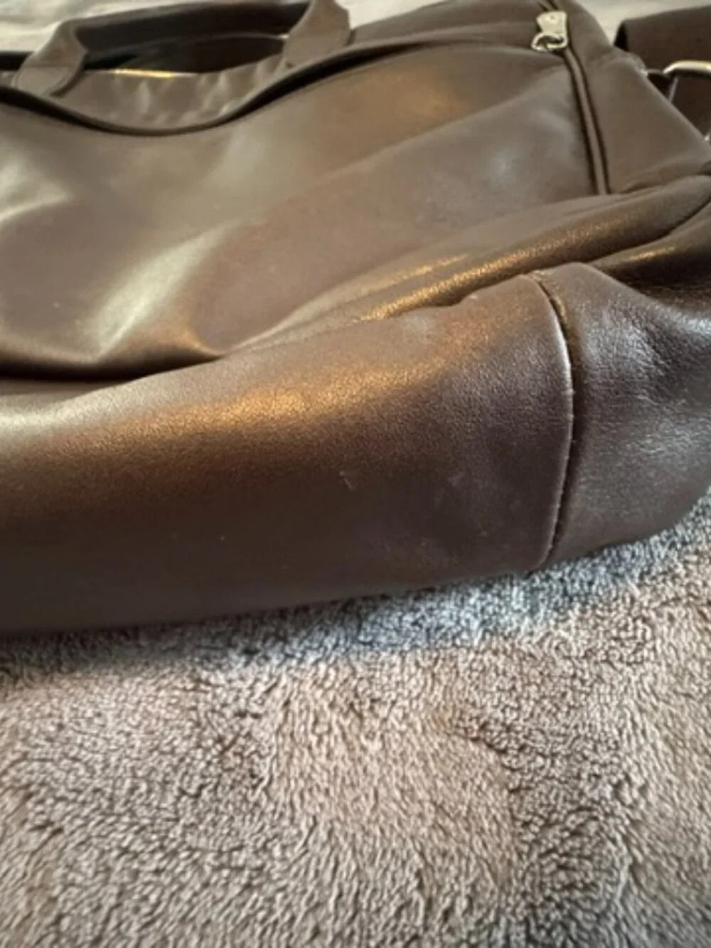 LONGCHAMP Brown Leather Briefcase Laptop Bag Messenger